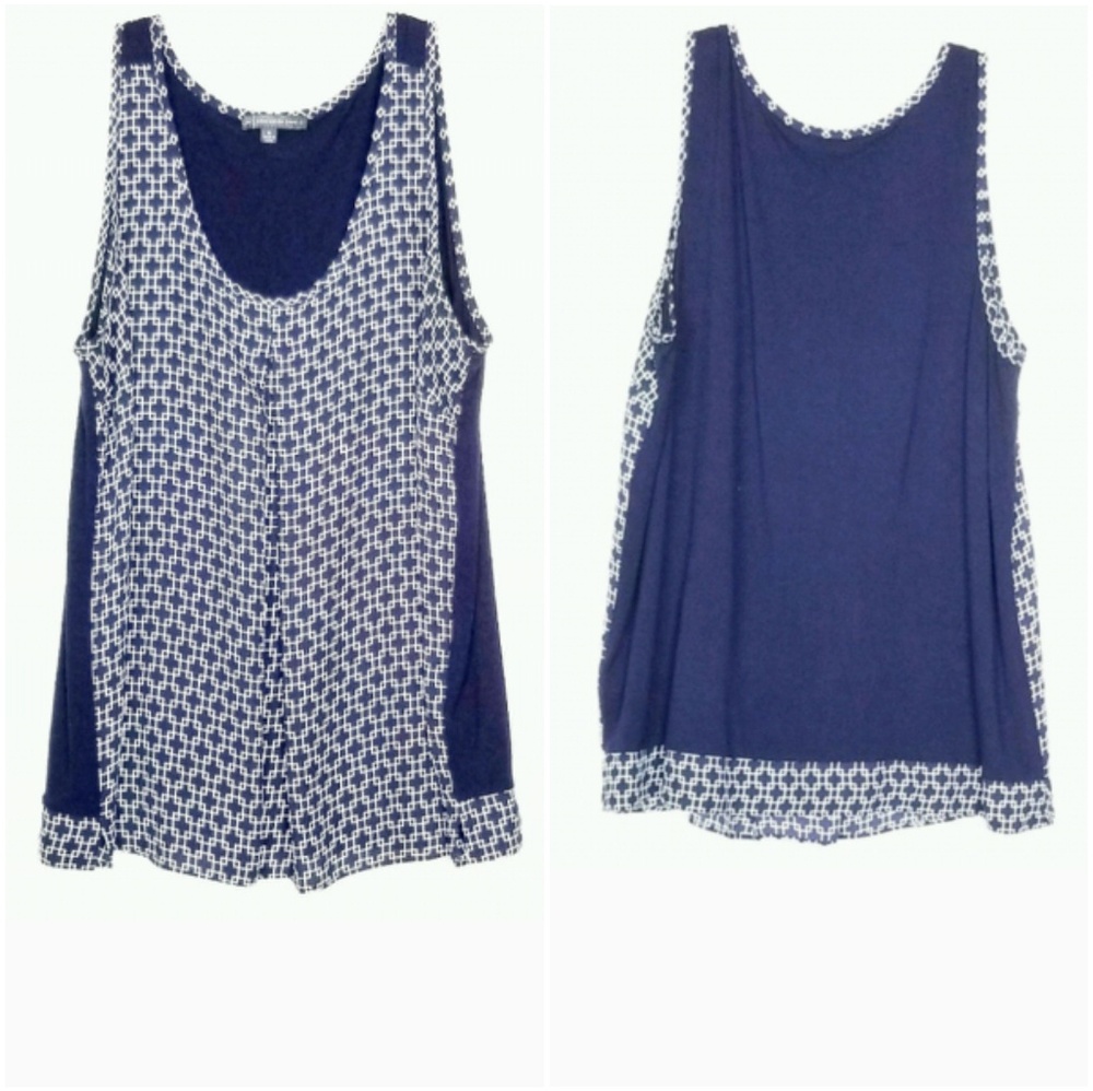Adrianna Papell Navy/White Blouse